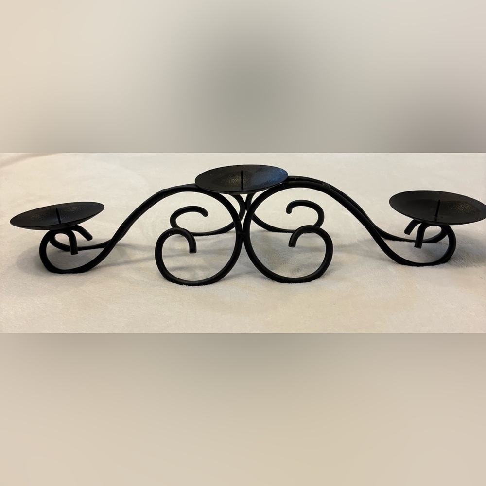 Southern Living At Home Black Scroll Iron  Candle Stand